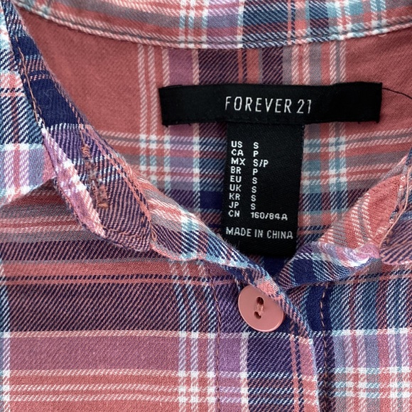 Pink Plaid - short sleeve- Forever 21 shirt - Picture 2 of 2